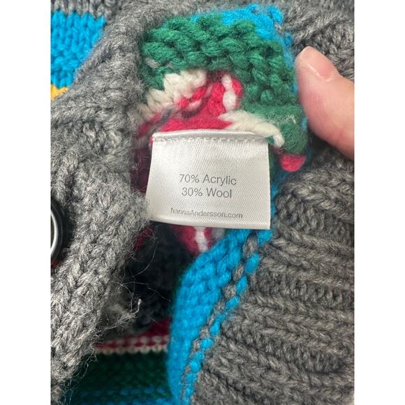 Hanna Andersson Longline Cardigan Sweater Girl Rainbow Fur Collar 80(12-18M) A14 - Picture 3 of 6